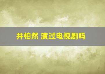 井柏然 演过电视剧吗